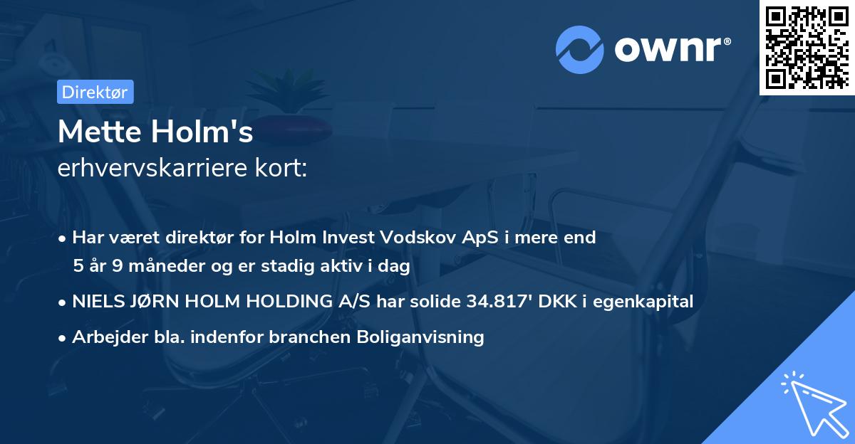 Mette Holm's erhvervskarriere kort