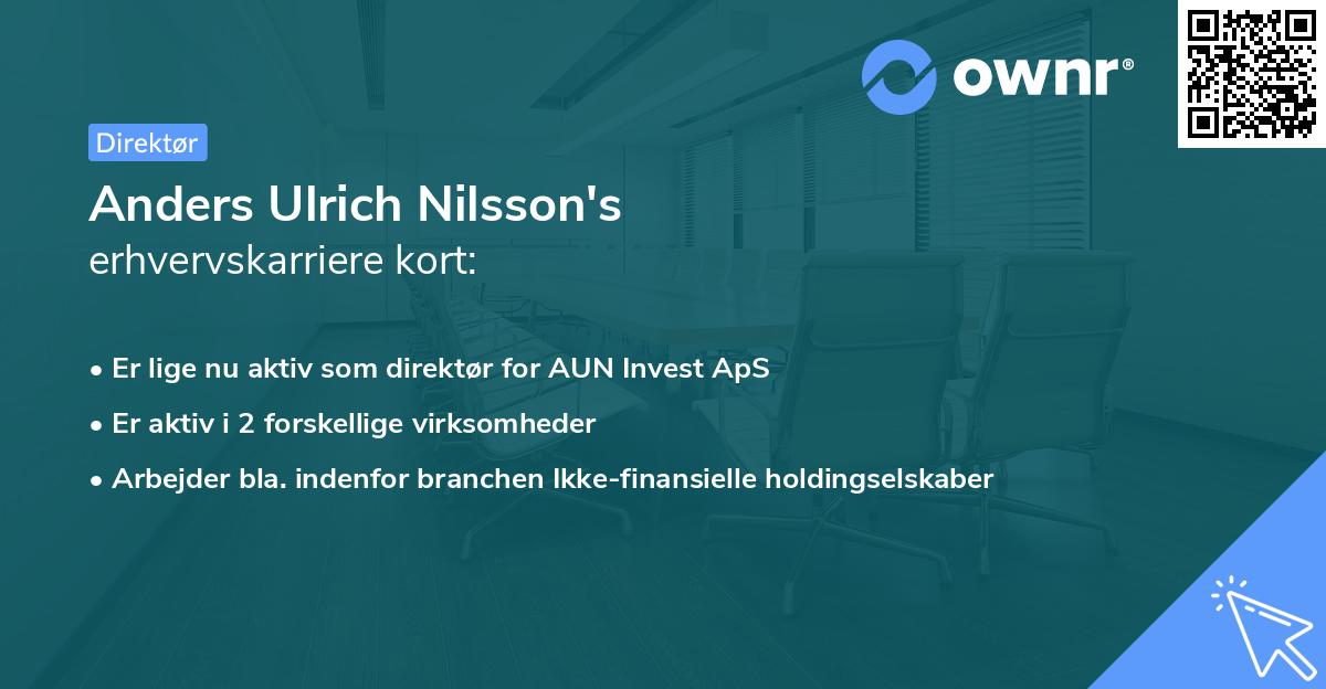 Anders Ulrich Nilsson's erhvervskarriere kort