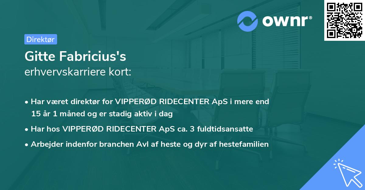 Gitte Fabricius's erhvervskarriere kort