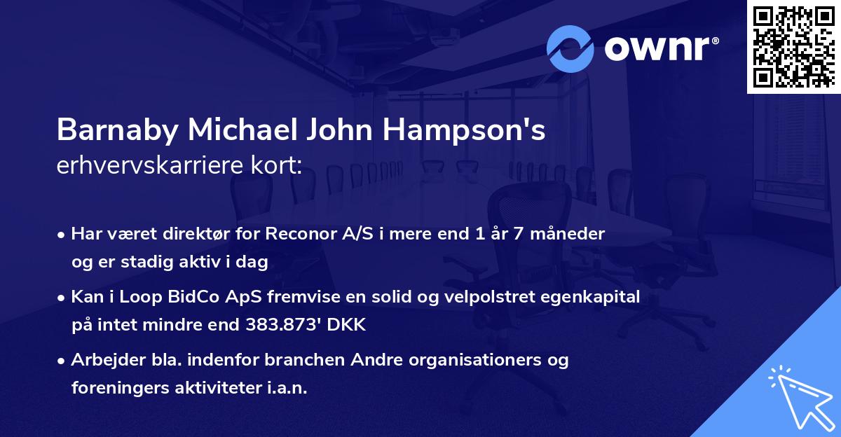 Barnaby Michael John Hampson's erhvervskarriere kort