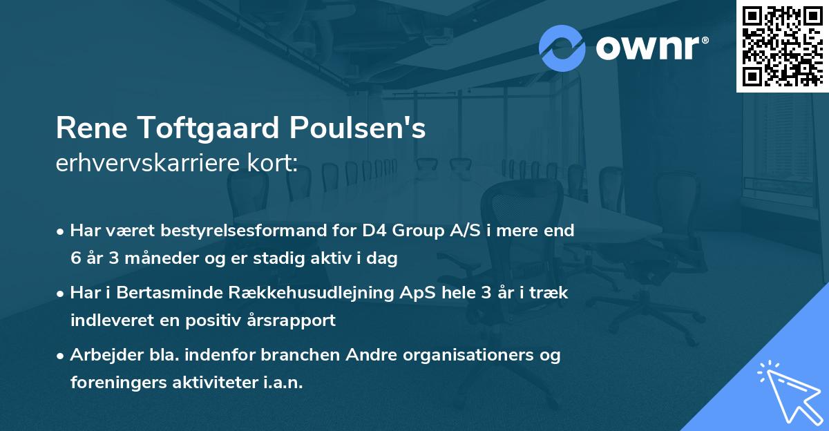 Rene Toftgaard Poulsen's erhvervskarriere kort