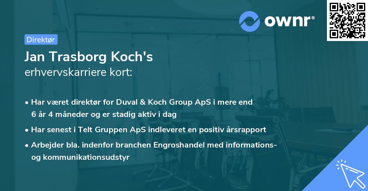 Jan Trasborg Koch's erhvervskarriere kort