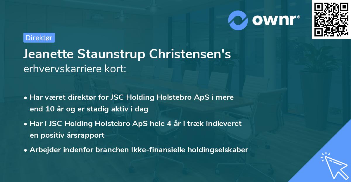 Jeanette Staunstrup Christensen's erhvervskarriere kort