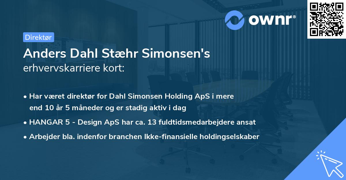 Anders Dahl Stæhr Simonsen's erhvervskarriere kort