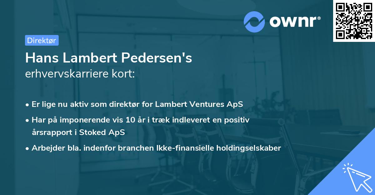 Hans Lambert Pedersen's erhvervskarriere kort