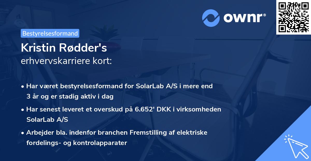 Kristin Rødder's erhvervskarriere kort