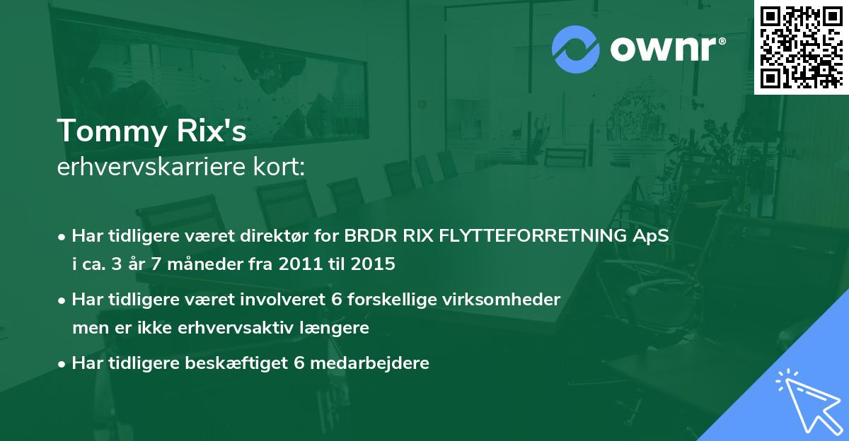 Tommy Rix's erhvervskarriere kort