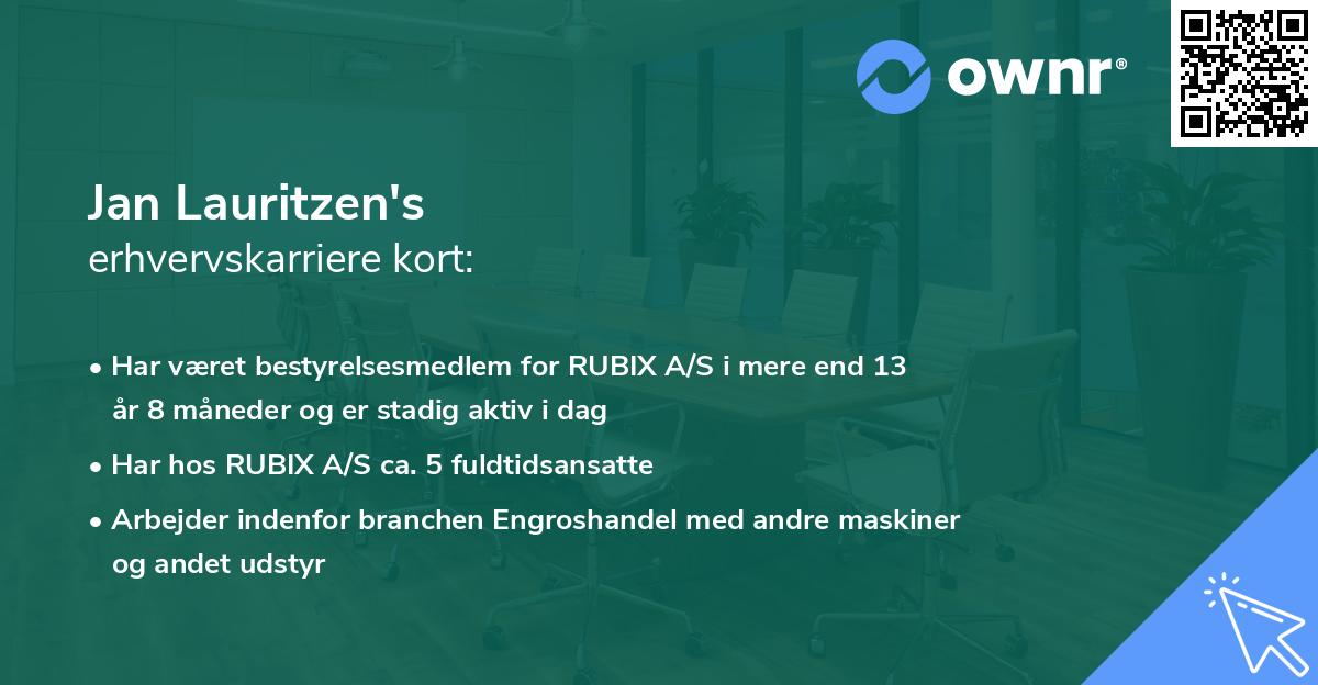 Jan Lauritzen's erhvervskarriere kort