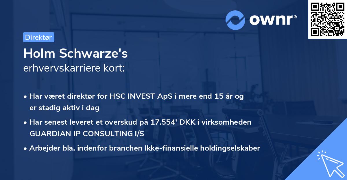 Holm Schwarze's erhvervskarriere kort