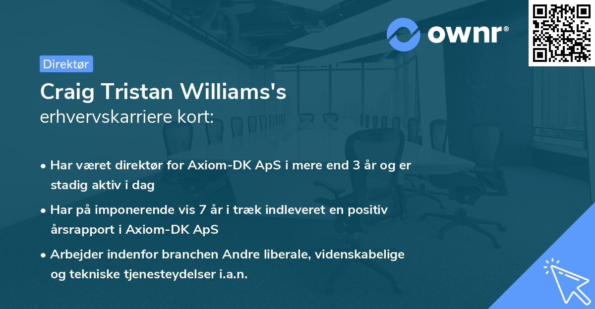 Craig Tristan Williams's erhvervskarriere kort