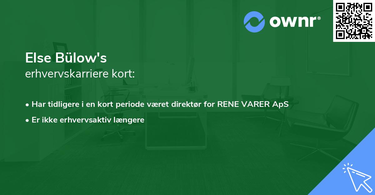 Else Bülow's erhvervskarriere kort