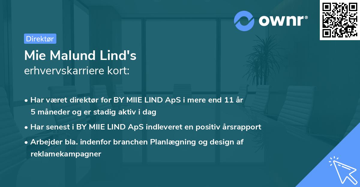 Mie Malund Lind's erhvervskarriere kort