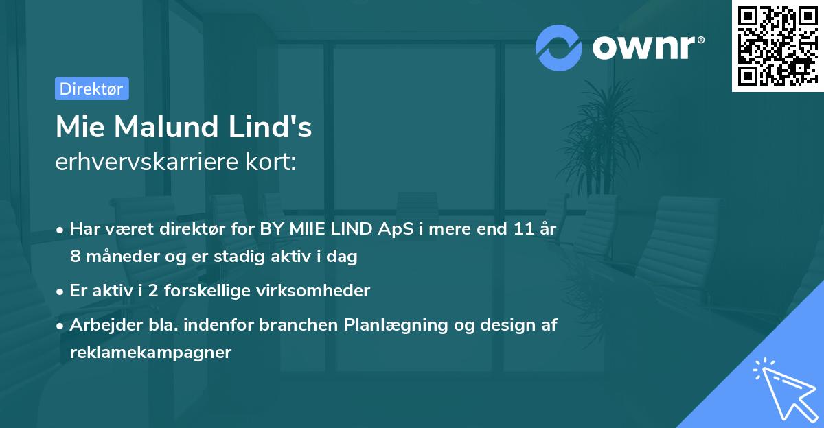 Mie Malund Lind's erhvervskarriere kort