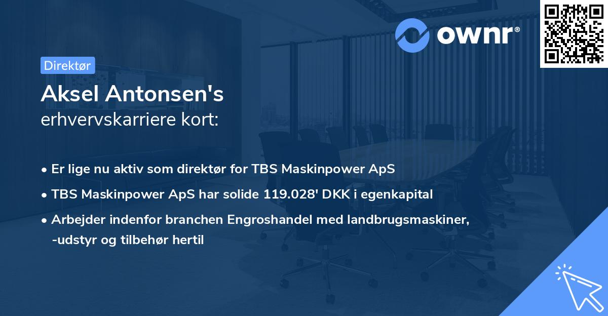 Aksel Antonsen's erhvervskarriere kort