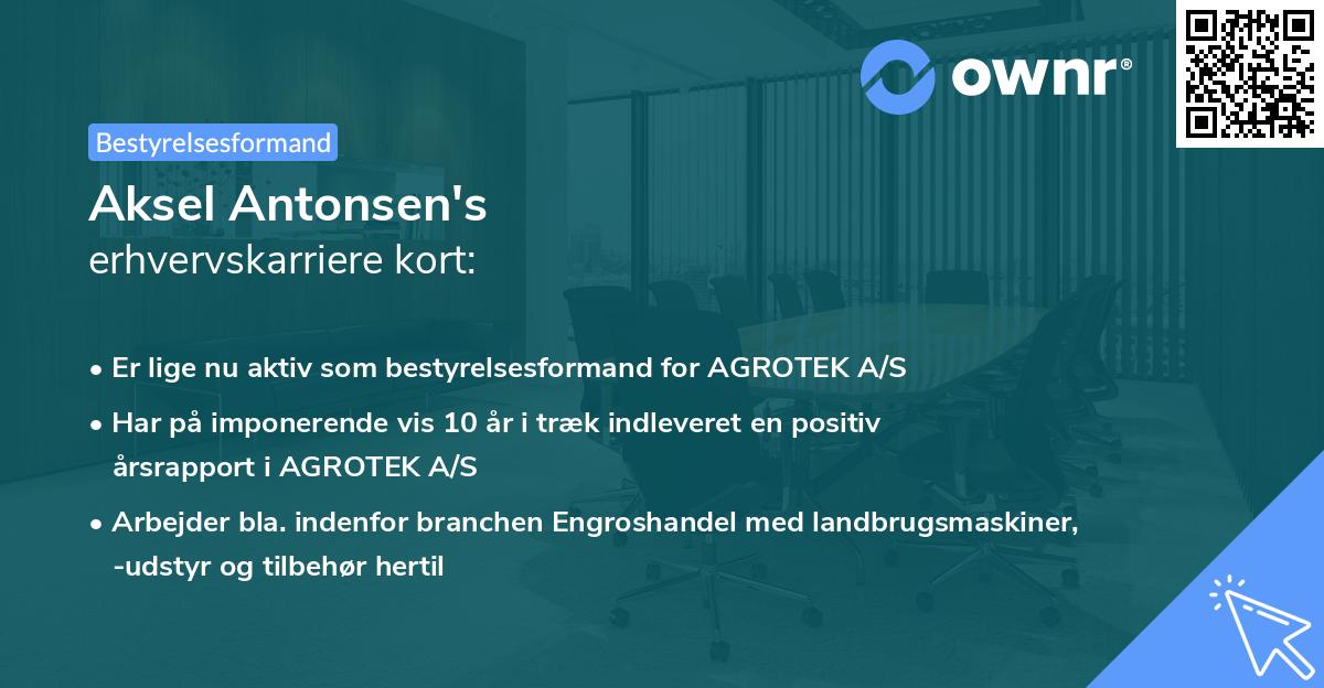 Aksel Antonsen's erhvervskarriere kort