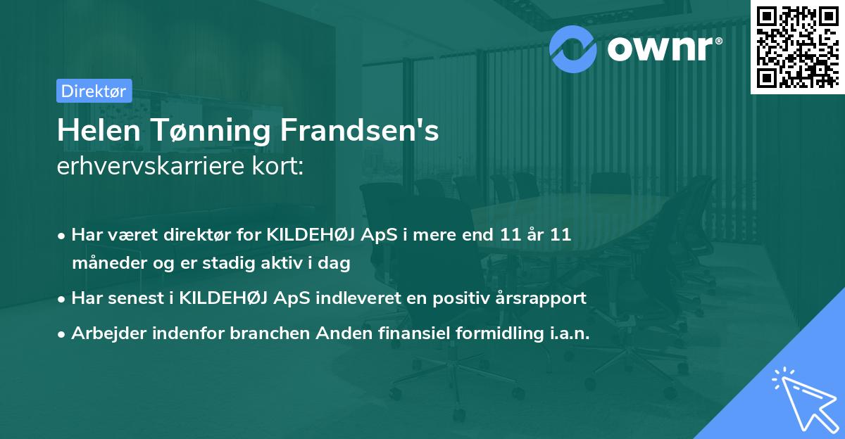 Helen Tønning Frandsen's erhvervskarriere kort