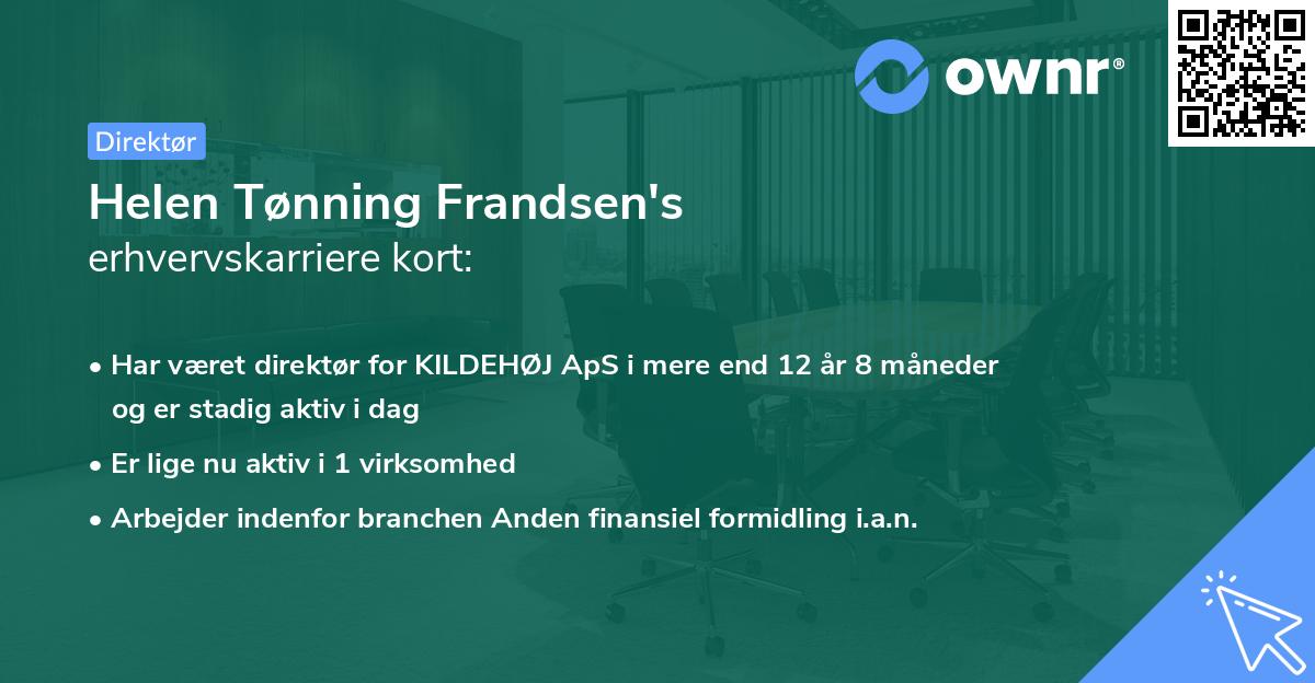 Helen Tønning Frandsen's erhvervskarriere kort
