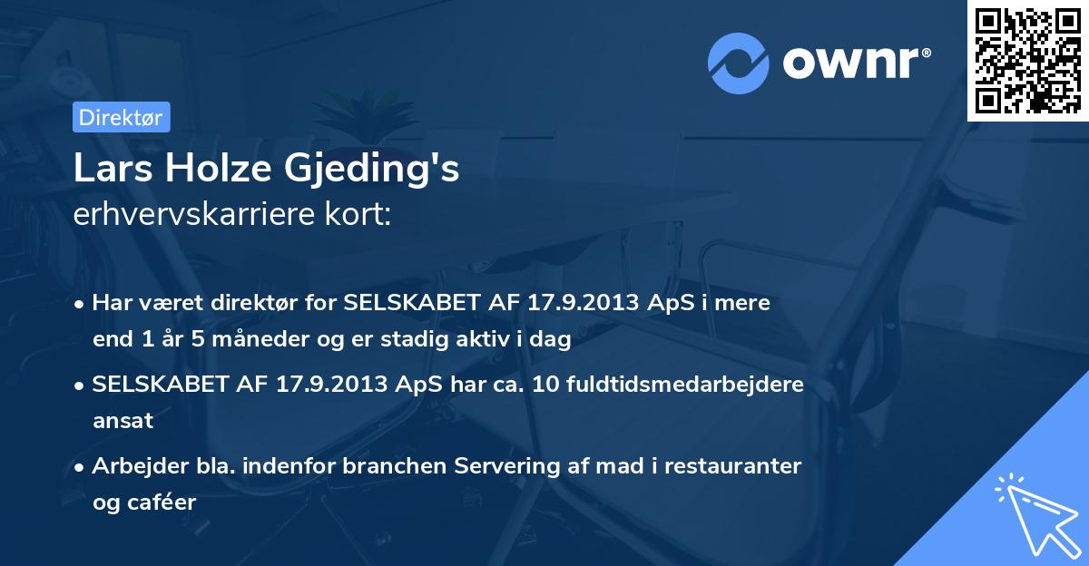 Lars Holze Gjeding's erhvervskarriere kort