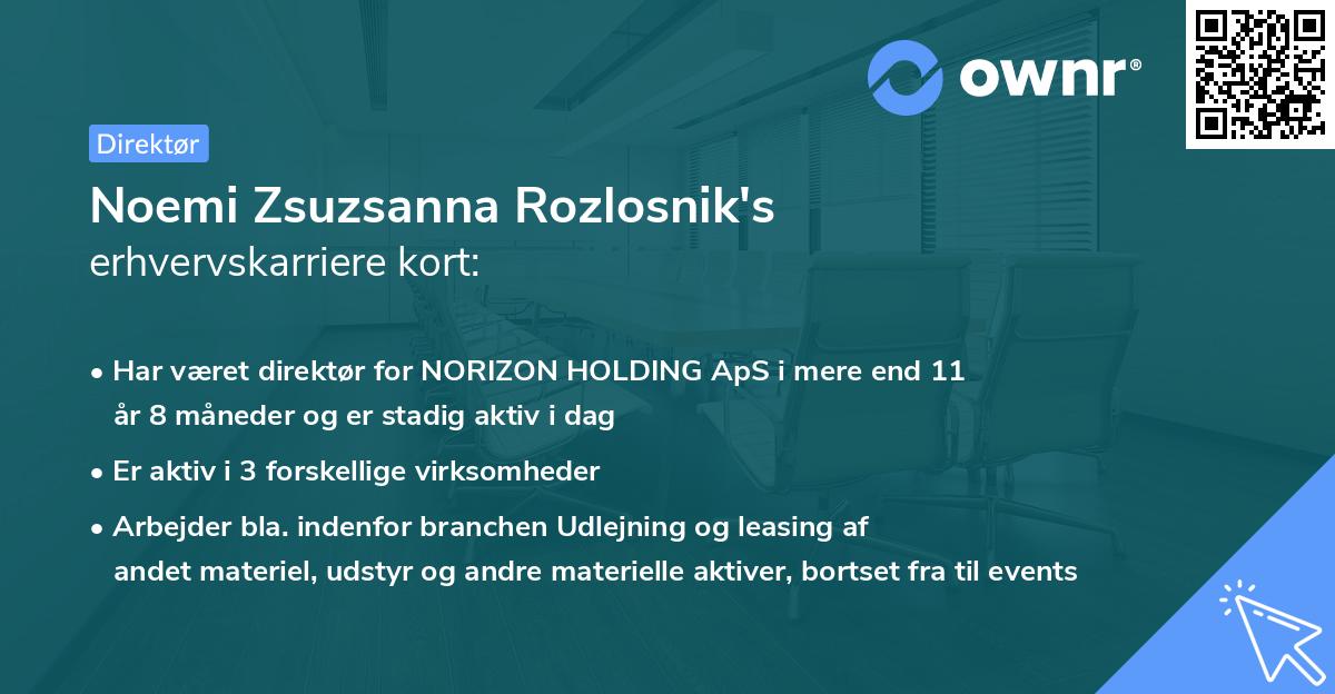 Noemi Zsuzsanna Rozlosnik's erhvervskarriere kort
