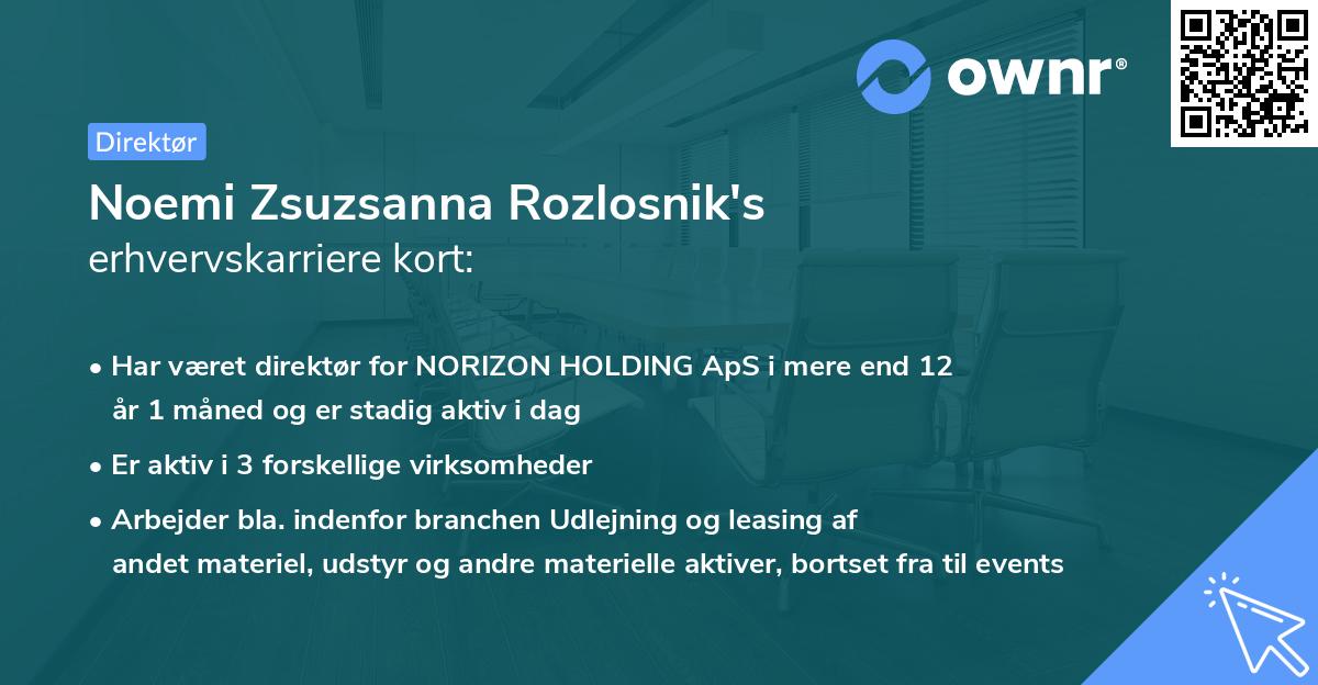 Noemi Zsuzsanna Rozlosnik's erhvervskarriere kort