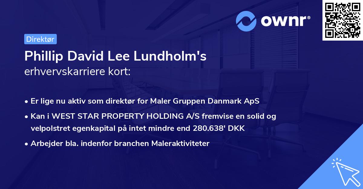 Phillip David Lee Lundholm's erhvervskarriere kort