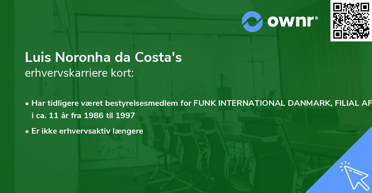 Luis Noronha da Costa's erhvervskarriere kort
