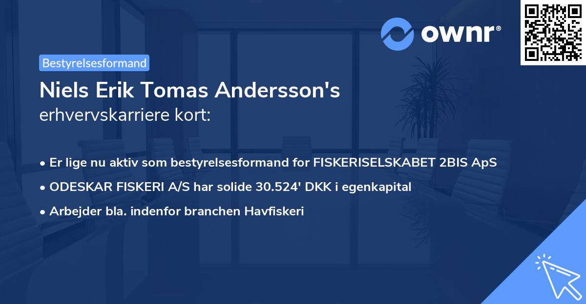 Niels Erik Tomas Andersson's erhvervskarriere kort