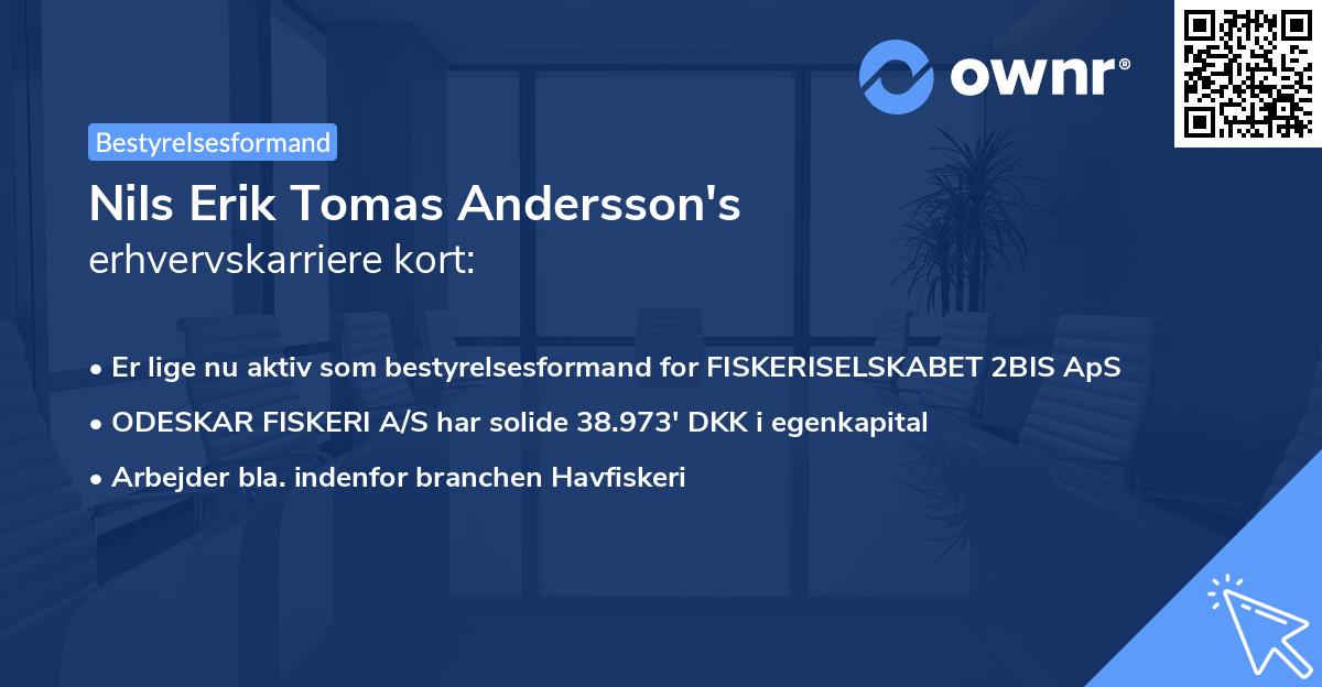 Nils Erik Tomas Andersson's erhvervskarriere kort