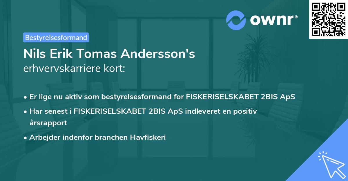 Nils Erik Tomas Andersson's erhvervskarriere kort
