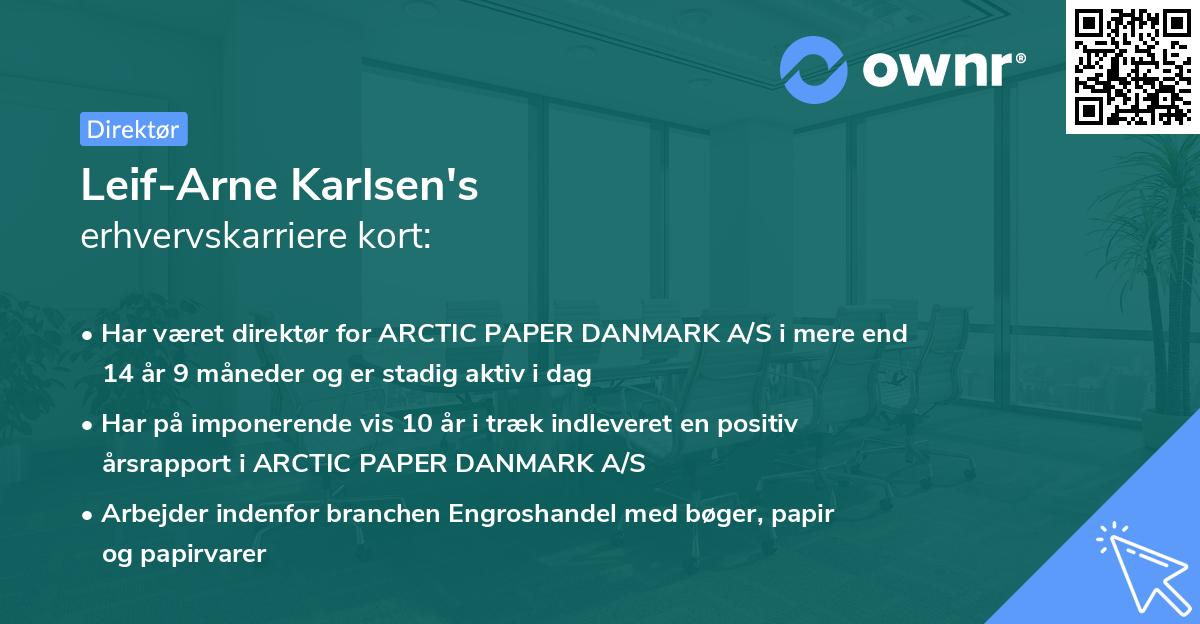 Leif-Arne Karlsen's erhvervskarriere kort