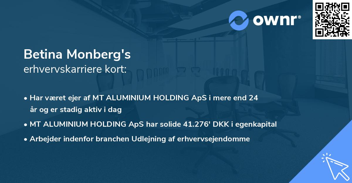 Betina Monberg's erhvervskarriere kort