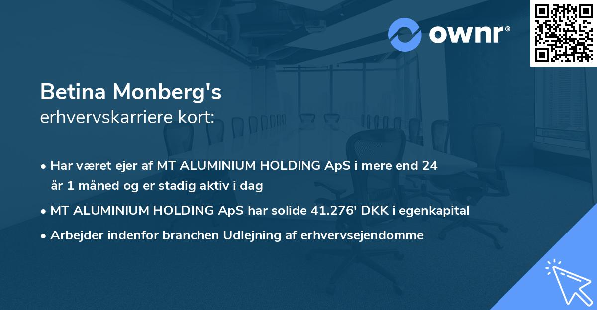 Betina Monberg's erhvervskarriere kort