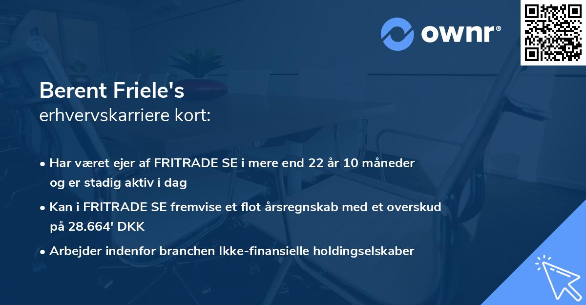 Berent Friele's erhvervskarriere kort