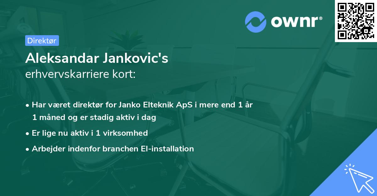 Aleksandar Jankovic's erhvervskarriere kort