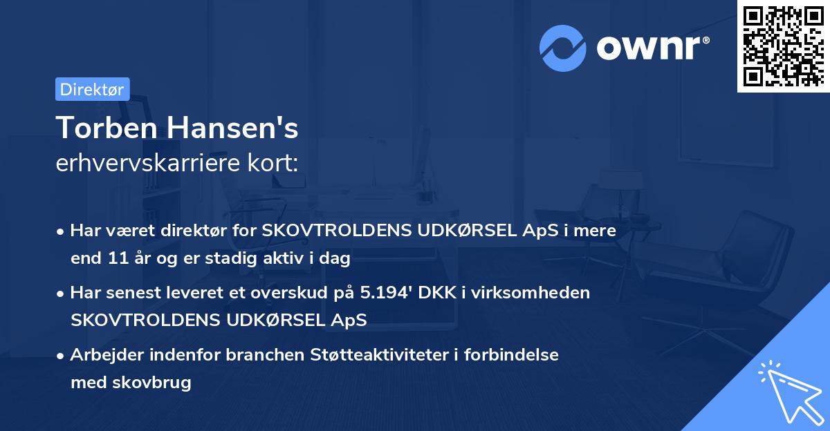 Torben Hansen's erhvervskarriere kort