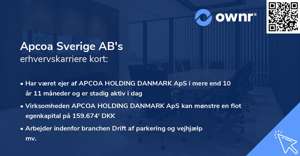 Apcoa Sverige AB's erhvervskarriere kort