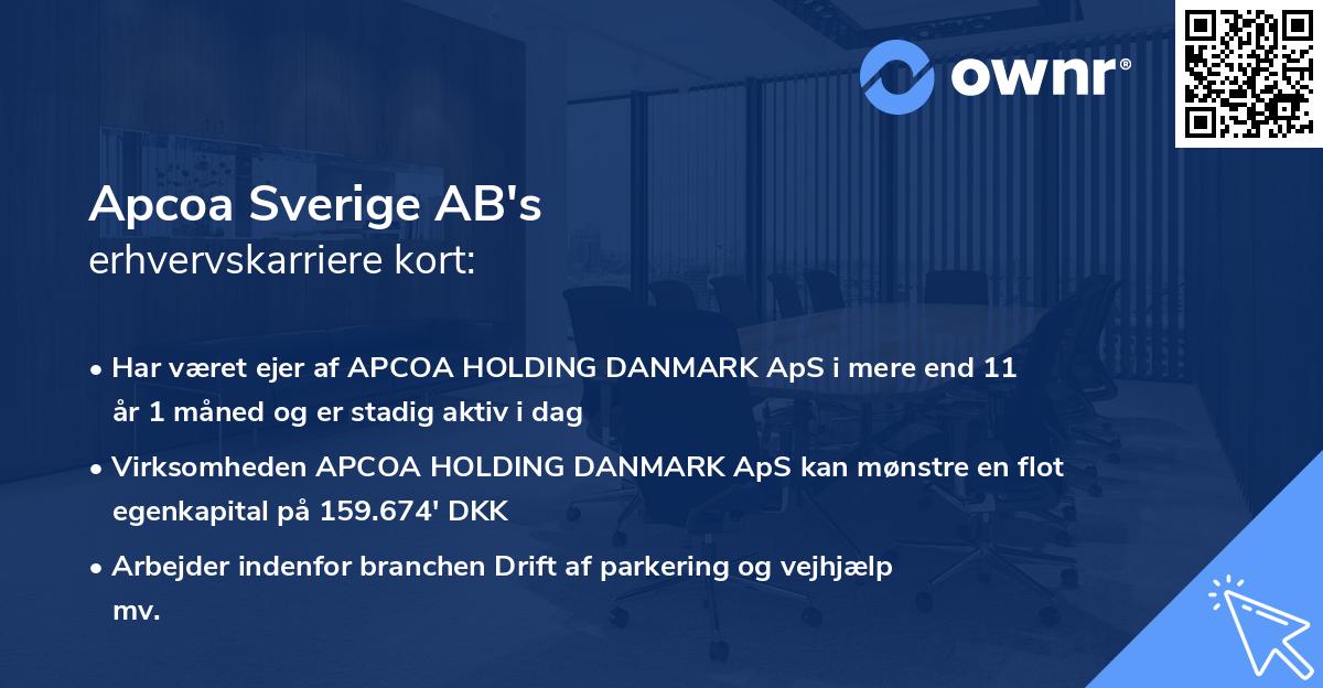 Apcoa Sverige AB's erhvervskarriere kort