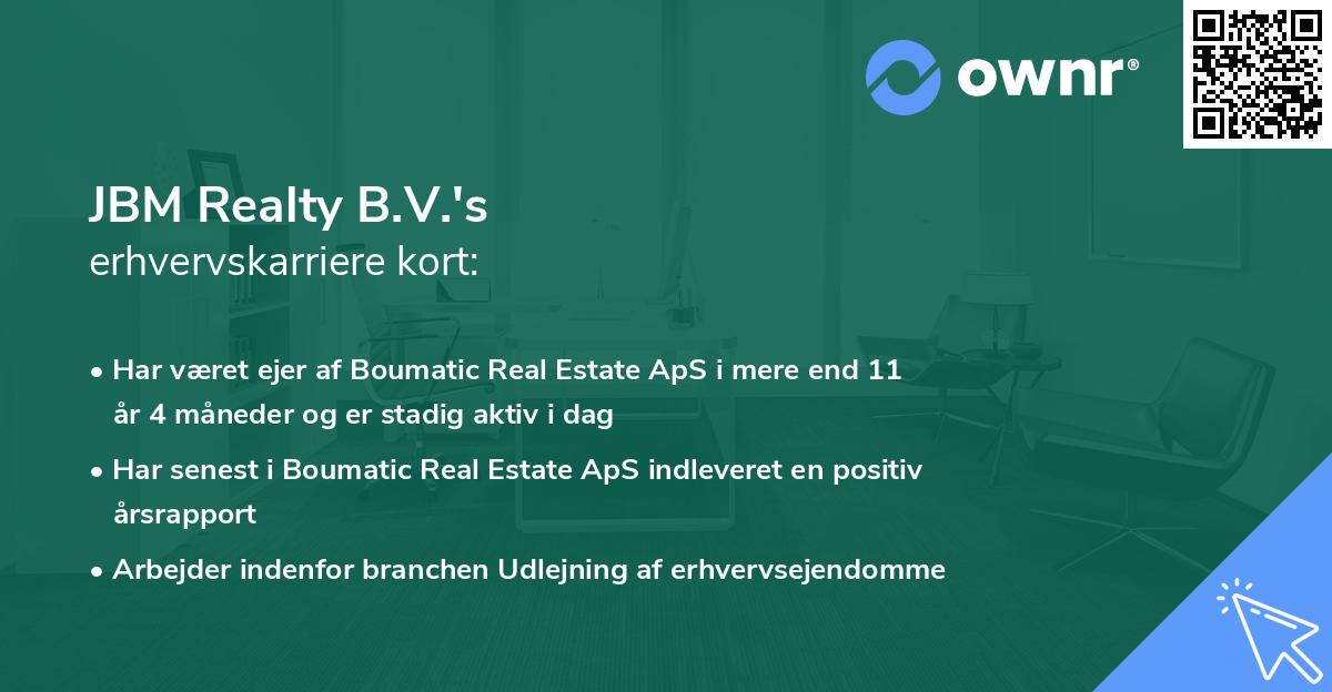 JBM Realty B.V.'s erhvervskarriere kort