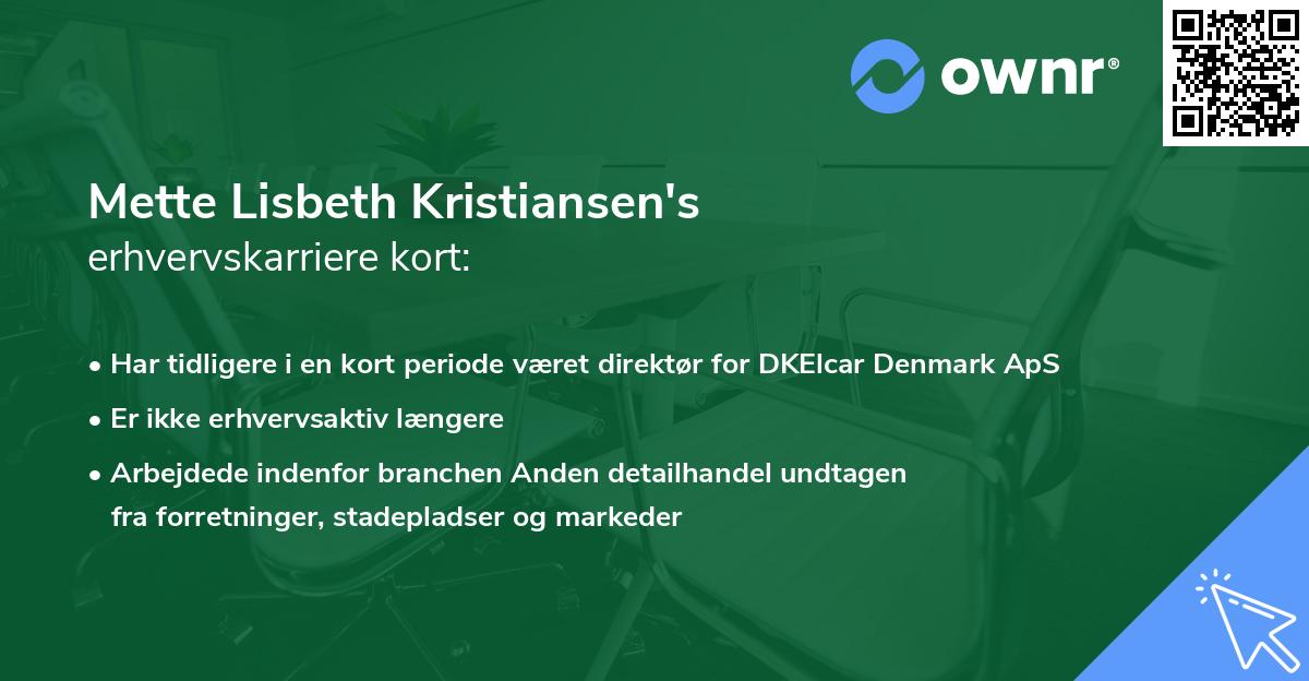 Mette Lisbeth Kristiansen's erhvervskarriere kort