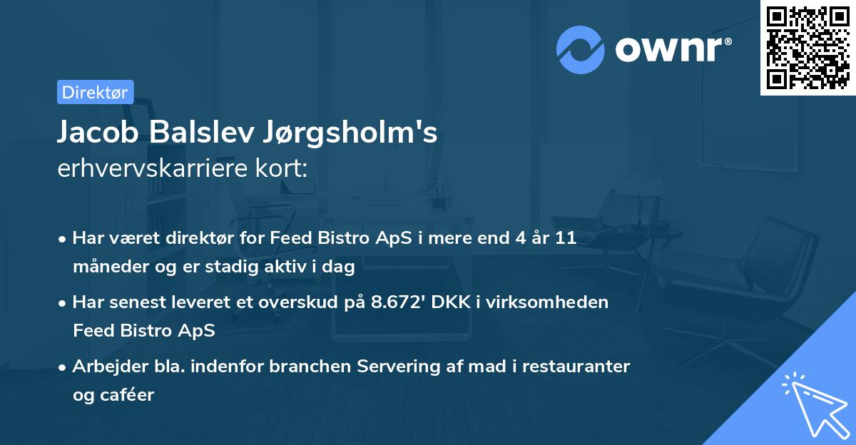 Jacob Balslev Jørgsholm's erhvervskarriere kort