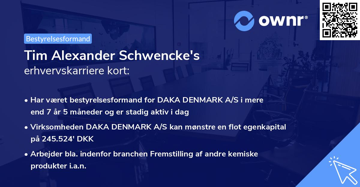 Tim Alexander Schwencke's erhvervskarriere kort
