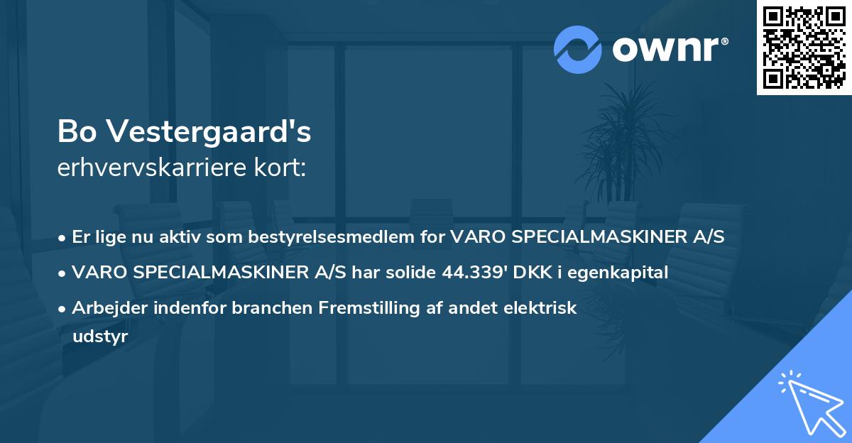 Bo Vestergaard's erhvervskarriere kort