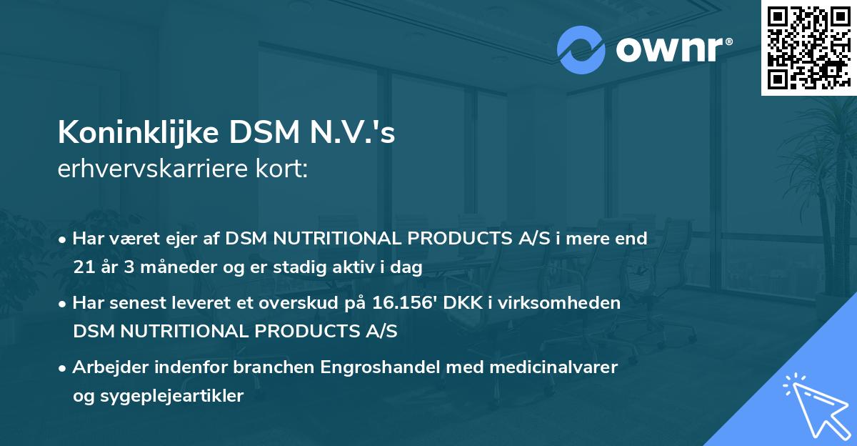 Koninklijke DSM N.V.'s erhvervskarriere kort