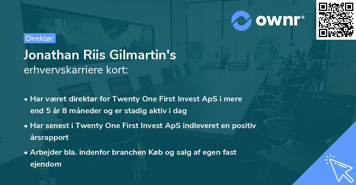 Jonathan Riis Gilmartin's erhvervskarriere kort