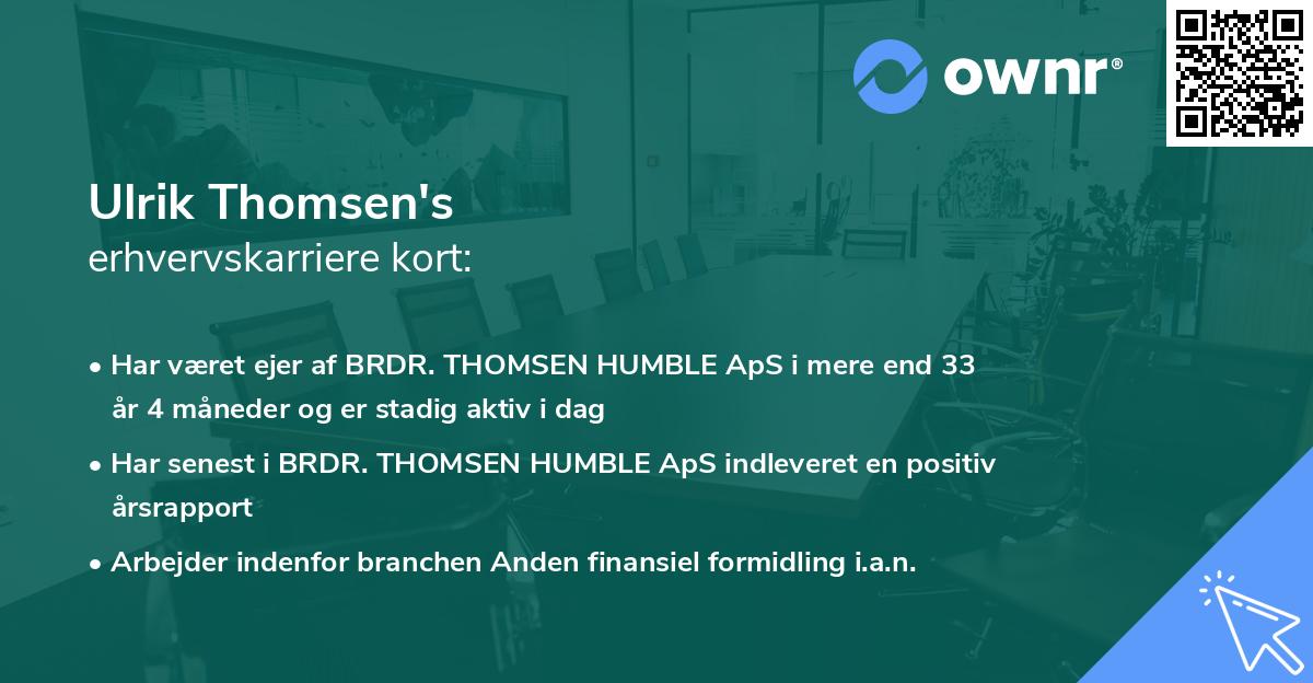 Ulrik Thomsen's erhvervskarriere kort