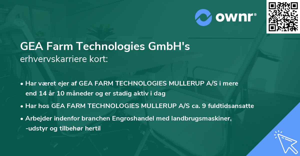 GEA Farm Technologies GmbH's erhvervskarriere kort