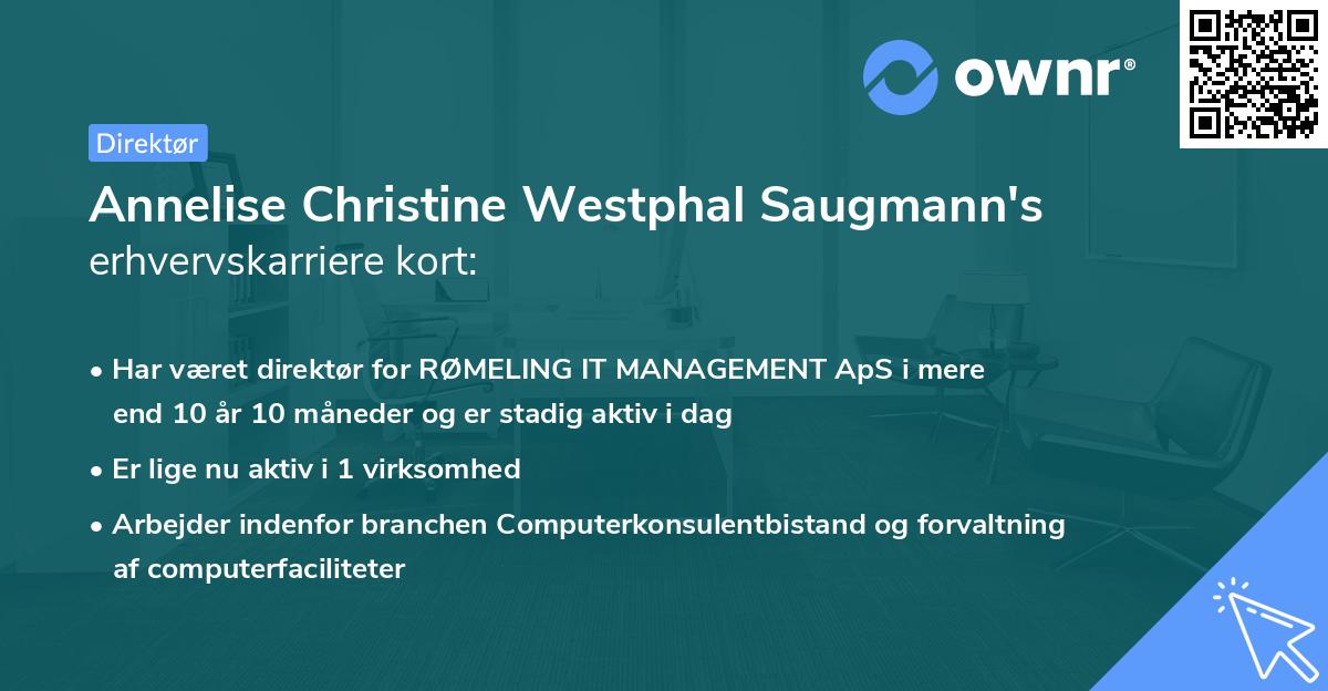 Annelise Christine Westphal Saugmann's erhvervskarriere kort