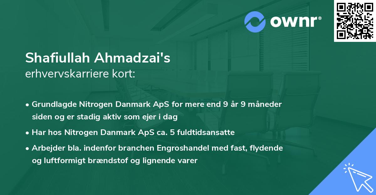 Shafiullah Ahmadzai's erhvervskarriere kort