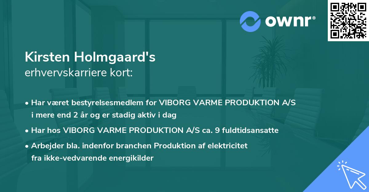 Kirsten Holmgaard's erhvervskarriere kort