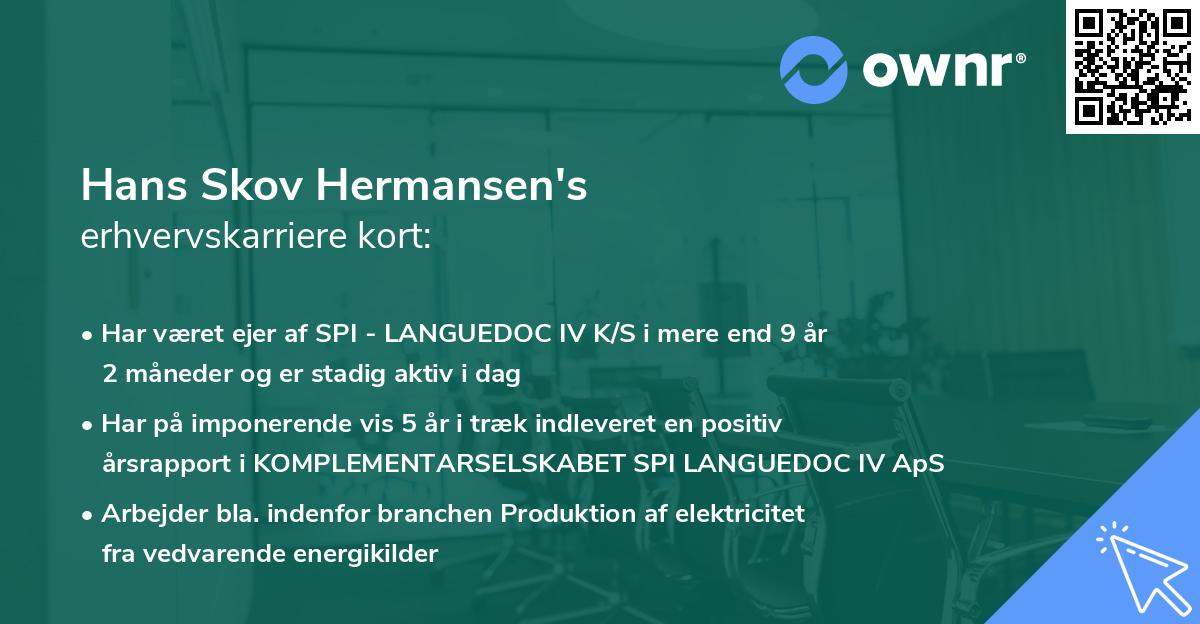 Hans Skov Hermansen's erhvervskarriere kort